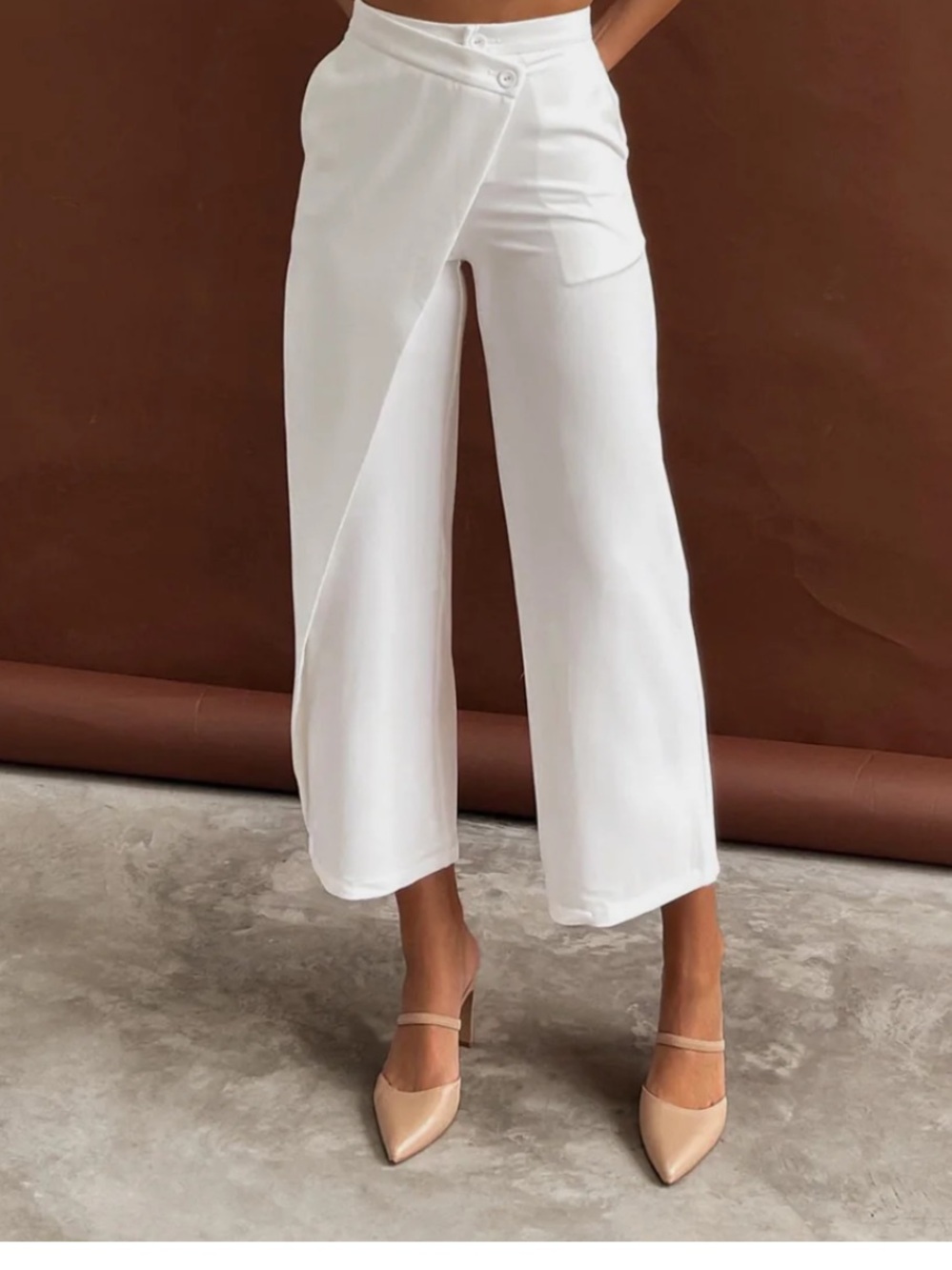 NWT Commense Solid Asymmetrical Straight Leg Pants